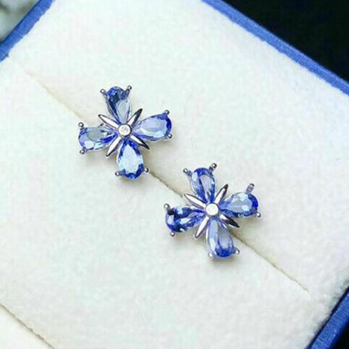 Brass Stud Earring Flower plated micro pave cubic zirconia & for woman 12mm Sold By Pair