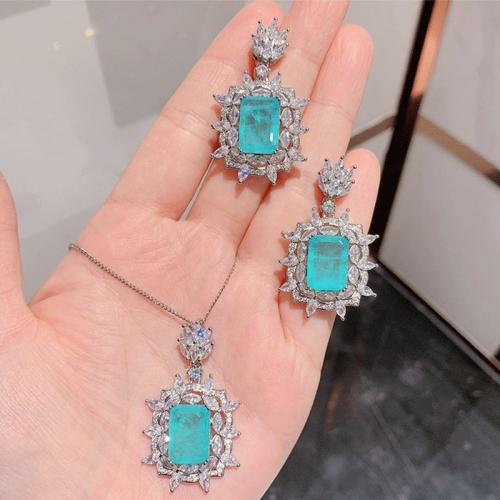 Brass Jewelry Set plated & micro pave cubic zirconia & for woman Sold By PC