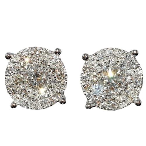 Messing Stud Earring, Runde, platineret, Micro Pave cubic zirconia & for kvinde, 11mm, Solgt af par