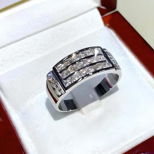 Brass Finger Ring platinum plated & micro pave cubic zirconia & for woman US Ring Sold By PC