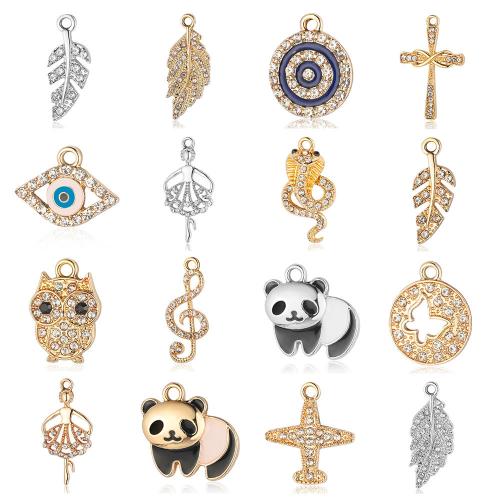 Zinc Alloy Enamel Pendants plated & DIY & with rhinestone nickel lead & cadmium free Sold By Bag