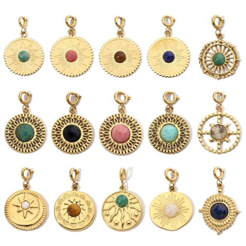 Stainless Steel Pendants 304 Stainless Steel with Gemstone Vacuum Ion Plating & DIY Sold By Bag