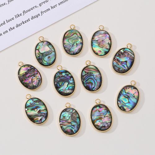 Természetes Abalone Shell Medálok, arany színű aranyozott, DIY, 15x20mm, Által értékesített PC