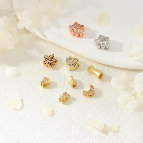 Kubisk Zirconia Micro Pave Messing Perler, forgyldt, du kan DIY & forskellige stilarter for valg & Micro Pave cubic zirconia, flere farver til valg, nikkel, bly & cadmium fri, Solgt af PC