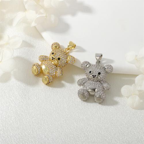 Cubic Zirconia Micro Pave Brass Pendant Bear plated DIY & micro pave cubic zirconia Sold By PC