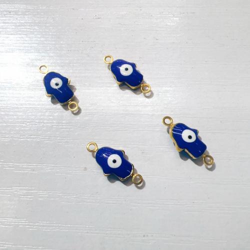 Evil Eye Connector Brass gold color plated DIY & evil eye pattern & enamel & 1/1 loop nickel lead & cadmium free Sold By PC