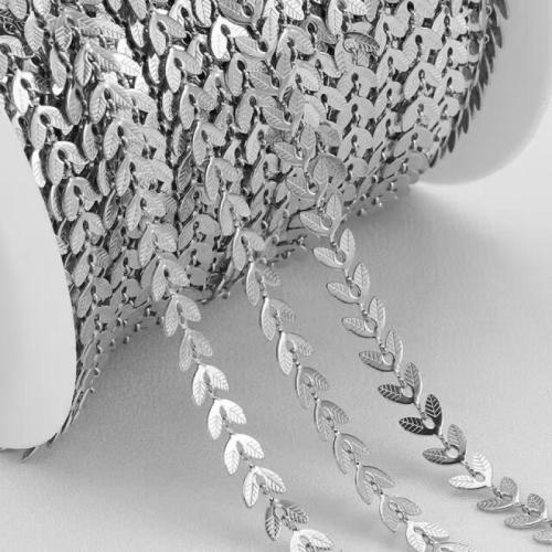 Brass Chain Leaf plated DIY nickel lead & cadmium free Length 1 m Sold By PC