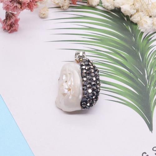 Freshwater Pearl Pendants irregular silver color plated DIY & with rhinestone Sold By PC