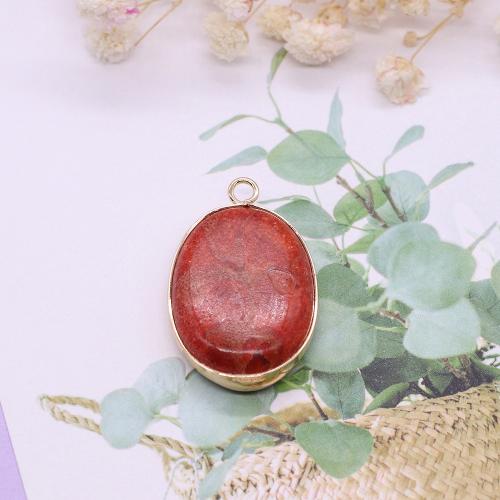 Resin Pendant gold color plated DIY red Sold By PC