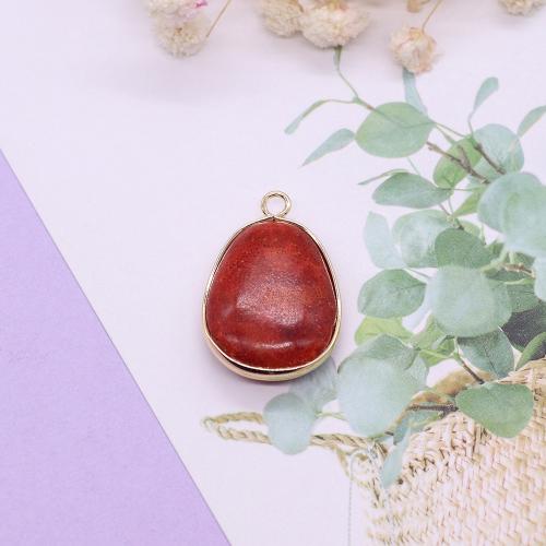 Resin Pendant gold color plated DIY red Sold By PC