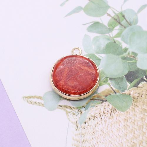 Resin Pendant gold color plated DIY red Sold By PC