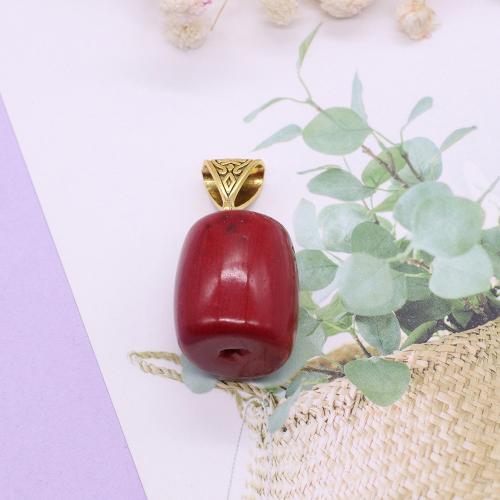 Resin Pendant Column gold color plated DIY red Sold By PC