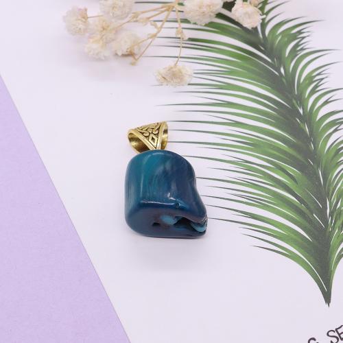 Resin Pendant irregular gold color plated DIY blue Sold By PC