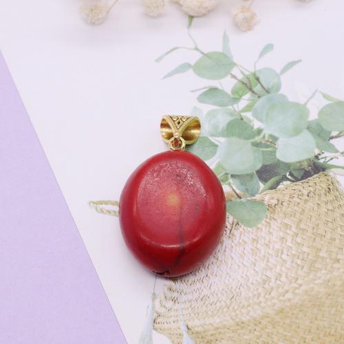 Resin Pendant gold color plated DIY red Sold By PC