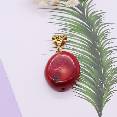 Resin Pendant gold color plated DIY red Sold By PC