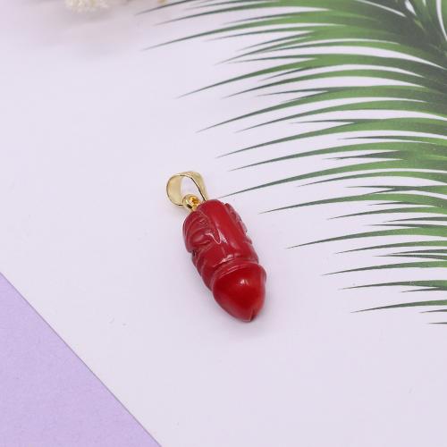 Resin Pendant gold color plated DIY red Sold By PC