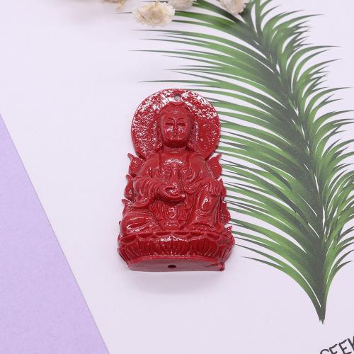 Szintetikus gyanta Üveggyöngy, Guanyin, DIY, piros, 45x25mm, Által értékesített PC