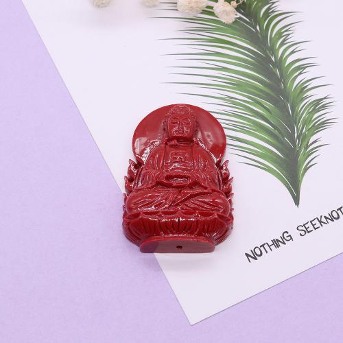 Syntetisk harpiks Bead, Guanyin, du kan DIY, rød, 45x30mm, Solgt af PC