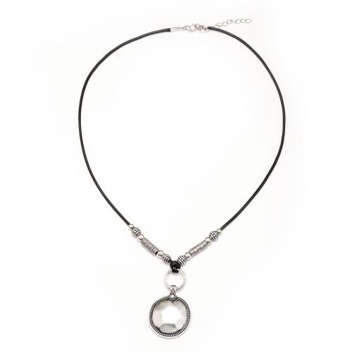 Zinc Alloy Jewelry Necklace with Wax Cord antique silver color plated fashion jewelry & Unisex Length Approx 54-59 cm Sold By PC