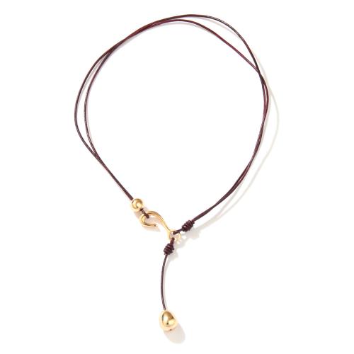 Zinc Alloy Jewelry Necklace with leather cord plated Double Layer & Unisex & hollow Approx 6mm Sold By PC