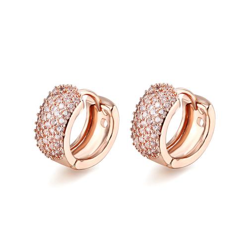 Cubic Zirconia Micro Pave Latão Brinco, cobre, banhado, joias de moda & micro pavimento em zircônia cúbica & para mulher, Mais cores pare escolha, 13x6mm, vendido por par