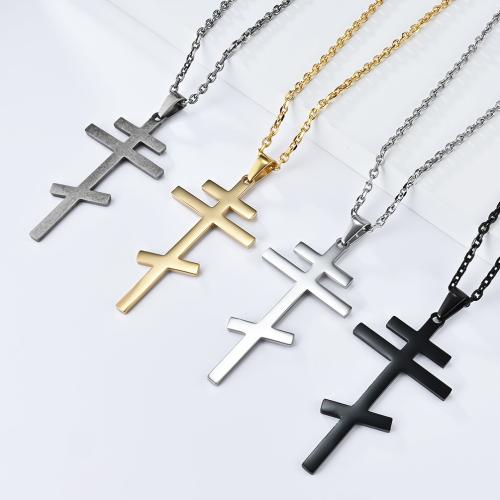 Stainless Steel Jewelry Necklace 304 Stainless Steel Cross polished fashion jewelry & Unisex Sold By PC