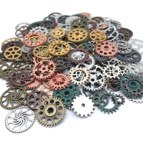 Zinc Alloy Pendants Gear Wheel plated random style & DIY Sold By Bag