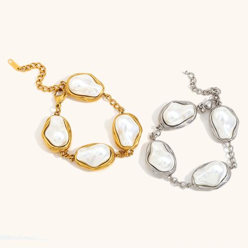 Stainless Steel Jewelry Bracelet 304 Stainless Steel with Shell plated for woman Sold By PC