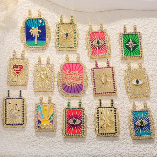 Rhinestone Brass Pendants gold color plated DIY & enamel & with rhinestone nickel lead & cadmium free Sold By PC