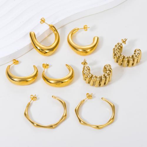 Roestvrij staal Stud Earrings, 304 roestvrij staal, gold plated, verschillende stijlen voor de keuze & voor vrouw, meer kleuren voor de keuze, Verkocht door pair