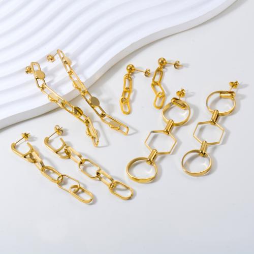 Stainless Steel Drop Earring 304 Stainless Steel gold color plated & for woman Sold By Pair