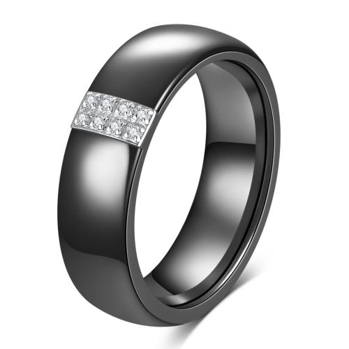 Zirkoon roestvrij staal vinger ring, 304 roestvrij staal, met Porselein, plated, mode sieraden & verschillende grootte voor keus & micro pave zirconia, meer kleuren voor de keuze, Verkocht door PC