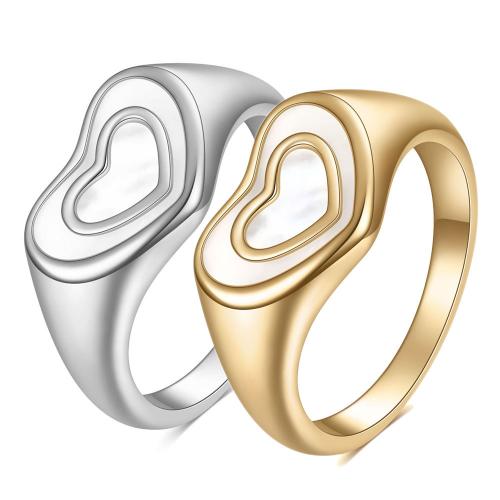 Stainless Steel Finger Ring 304 Stainless Steel with Shell plated fashion jewelry Sold By PC