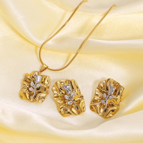 Fashion Stainless Steel Jewelry Sets 304 Stainless Steel gold color plated fashion jewelry golden Sold By PC