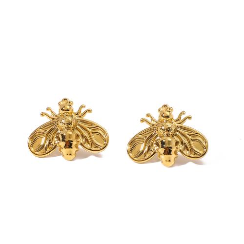 Stainless Steel Drop Earring 304 Stainless Steel Bee gold color plated fashion jewelry golden Sold By Pair