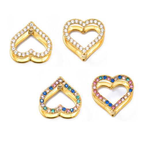 Stainless Steel Stud Earrings 304 Stainless Steel Heart plated fashion jewelry & with rhinestone Sold By Pair