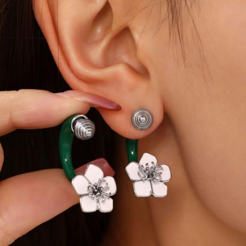 Stainless Steel Stud Earrings 304 Stainless Steel plated fashion jewelry & enamel Sold By Pair