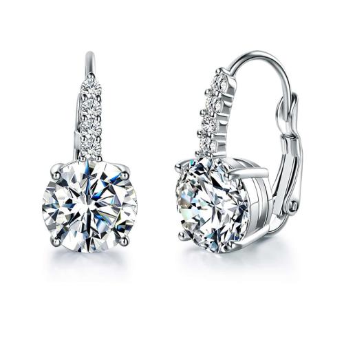 Cubic Zirconia Micro Pave Brass Earring with Cubic Zirconia plated fashion jewelry & for woman Sold By Pair