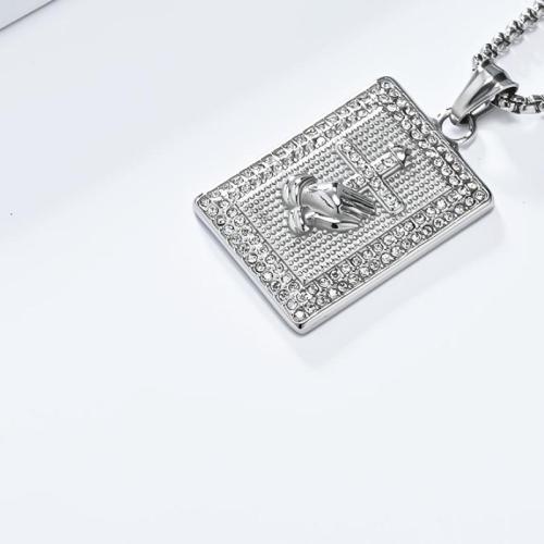 Stainless Steel Sweater Chain Necklace 304 Stainless Steel plated Unisex & with rhinestone Sold By PC