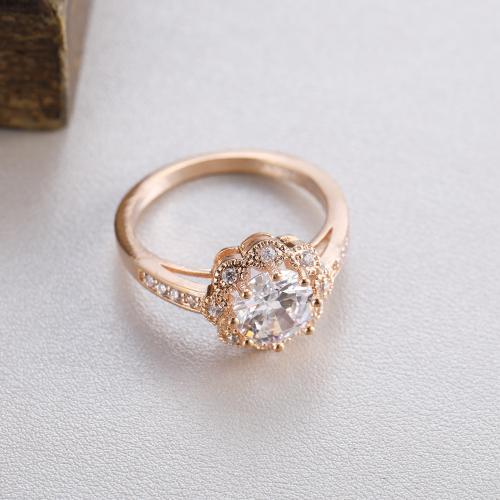 Bague en acier inoxydable, Acier inoxydable 304, avec Moissanite, bijoux de mode & normes différentes pour le choix & pour femme, couleur or rose, Vendu par PC