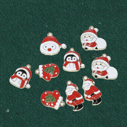 Pendentifs Noël en alliage de zinc, Placage, Conception de Noël & DIY & émail, plus de couleurs à choisir, 100PC/sac, Vendu par sac