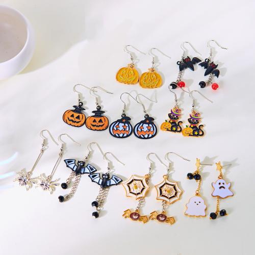 304 Stainless Steel Drop Earring Vacuum Ion Plating Halloween Design & for woman & enamel Sold By Pair