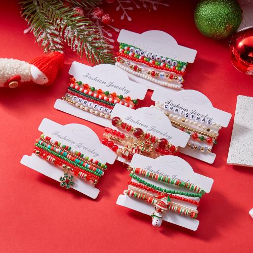 Christmas Holiday Bracelet Polymer Clay with Zinc Alloy & Acrylic handmade Christmas Design & for woman & enamel Sold By PC