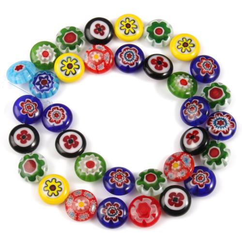 Millefiori Lampwork خرزة, ديي & حجم مختلفة للاختيار, المزيد من الألوان للاختيار, تباع لكل تقريبا 38 سم حبلا