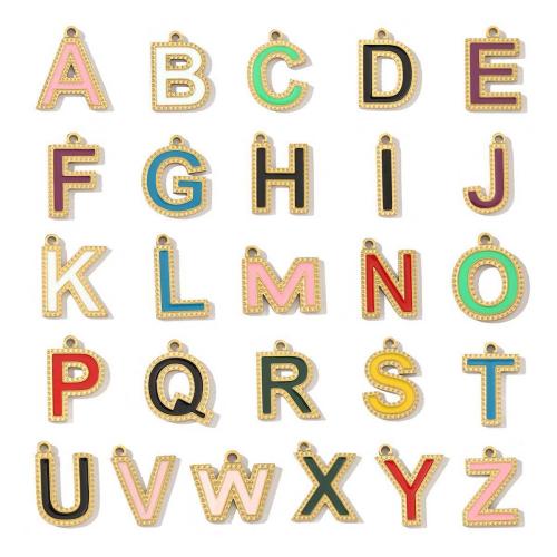 Stainless Steel Letter Pendants 304 Stainless Steel Alphabet Letter Vacuum Ion Plating letters are from A to Z & DIY & enamel Sold By PC