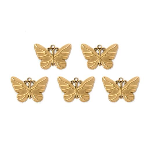 Stainless Steel Animal Pendants 304 Stainless Steel Butterfly Vacuum Ion Plating DIY Sold By Bag