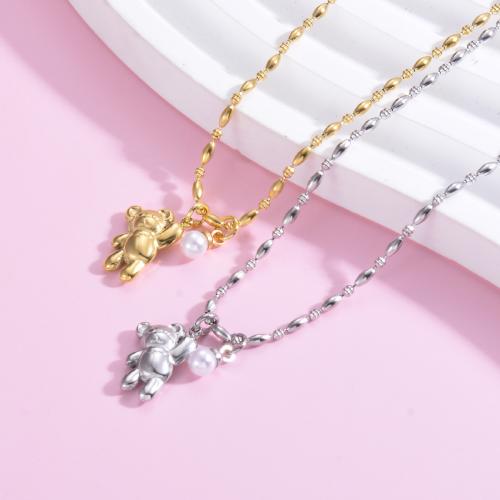 Stainless Steel Jewelry Necklace 304 Stainless Steel Bear plated for woman Sold By PC