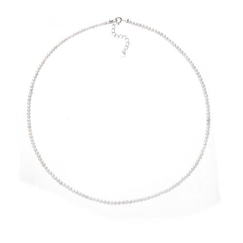 Natural Freshwater Pearl Necklace Round silver color plated with packing box & for woman Length 45 cm Sold By PC