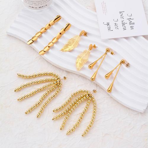 Stainless Steel Drop Earring 304 Stainless Steel gold color plated & for woman Sold By Pair