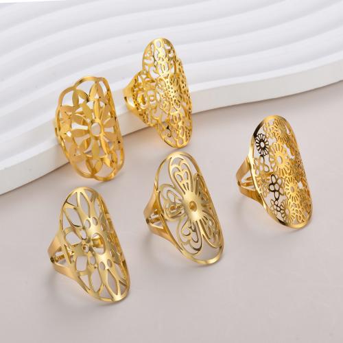 Stainless Steel Finger Ring 304 Stainless Steel gold color plated & for woman & hollow Sold By PC